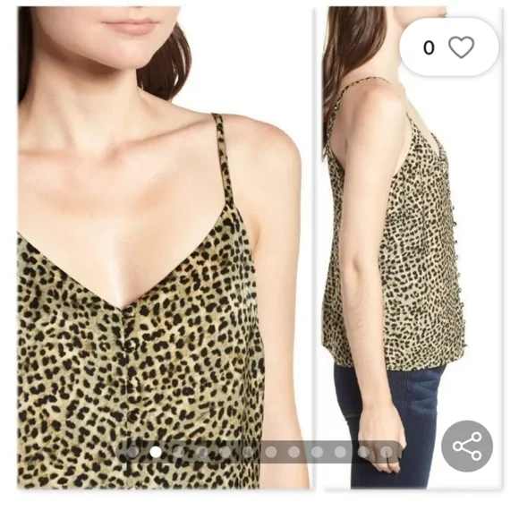 Cupcakes and Cashmere Spaghetti Strap Leopard Print Button Up Top - Picture 2 of 16